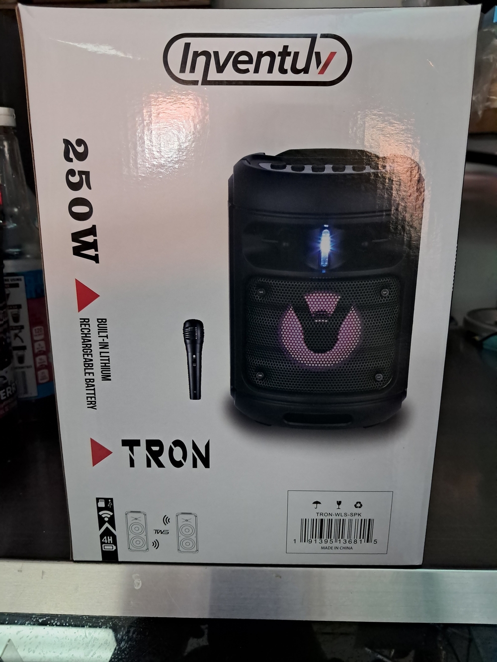 TRON 250W Portable Speaker - Black with Purple LED